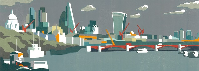 City of London Grey Print by Paul Catherall