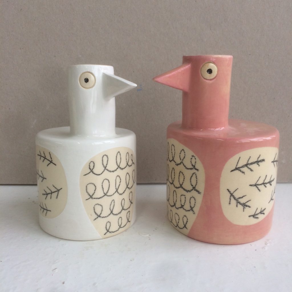 Midcentury style bird vases